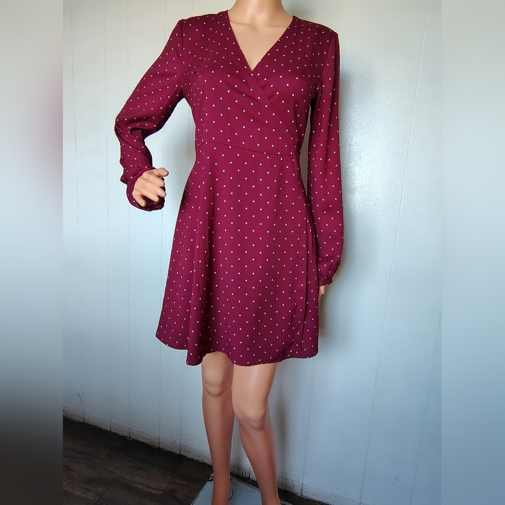 Loft Burgundy With Stars Dress Size 0